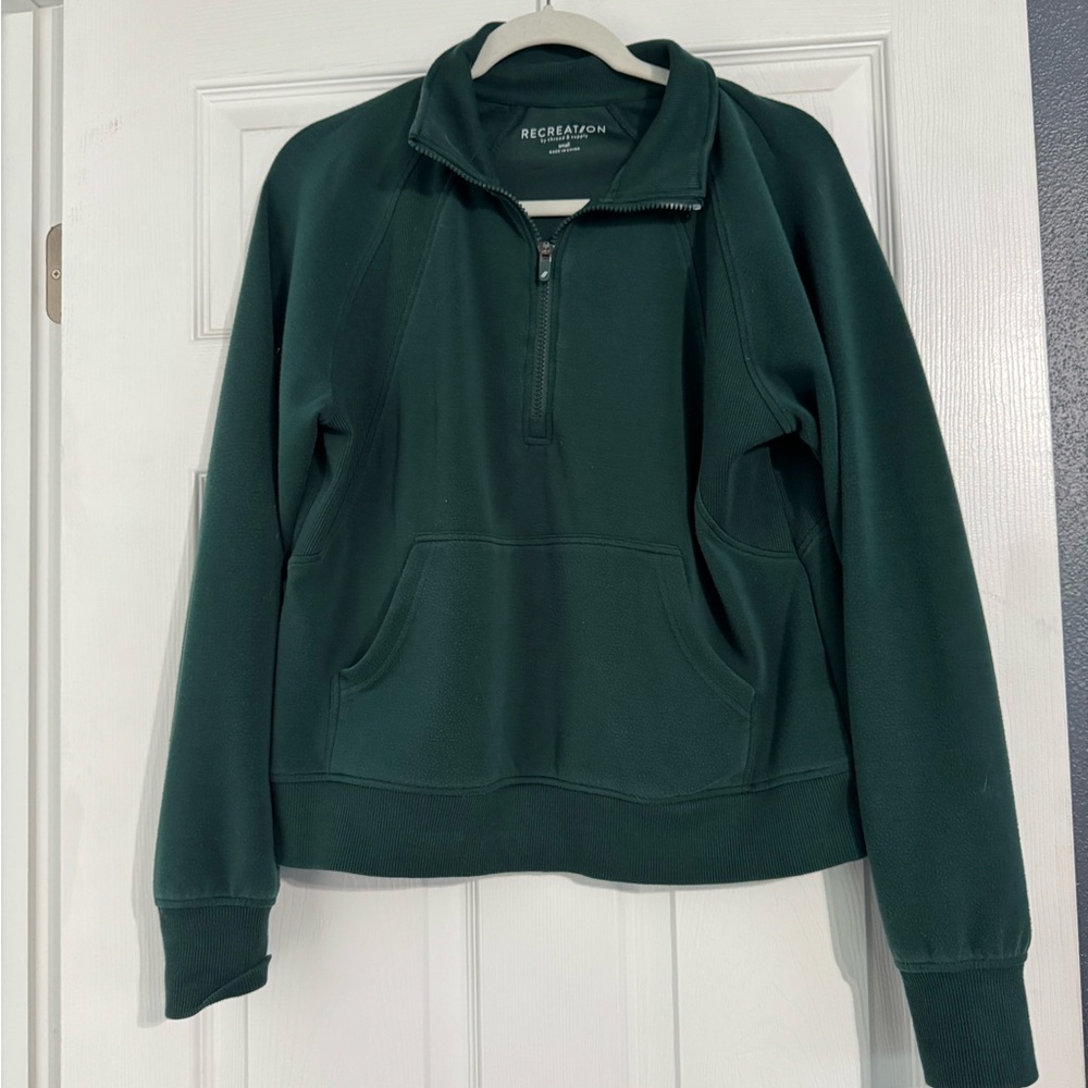 Recreation by Thread & Supply Dark Green Quarter-Zip Pullover